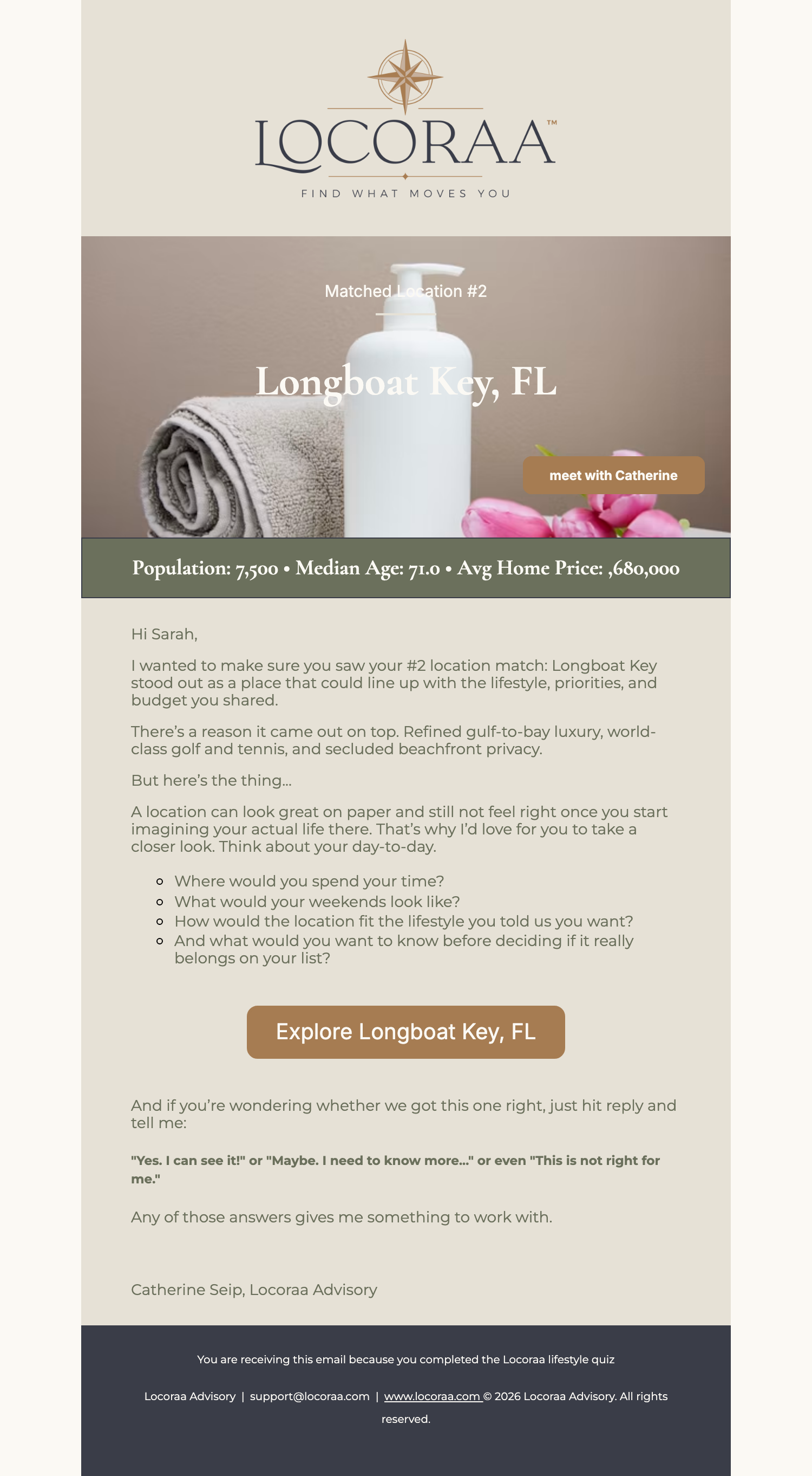Actual Email Screenshot - Secondary Location Exploration