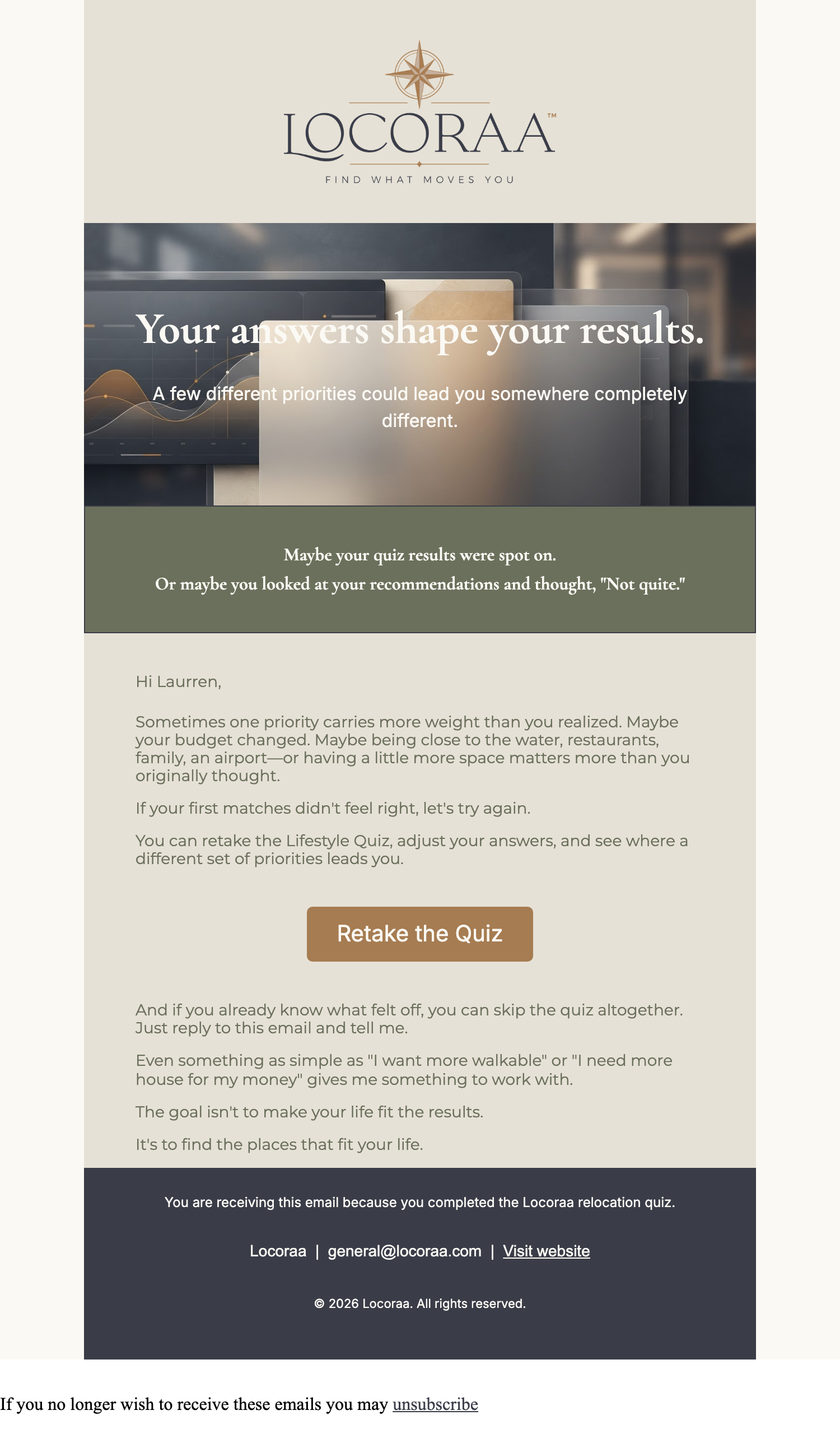 Actual Email Screenshot - Lifestyle Priority Calibration