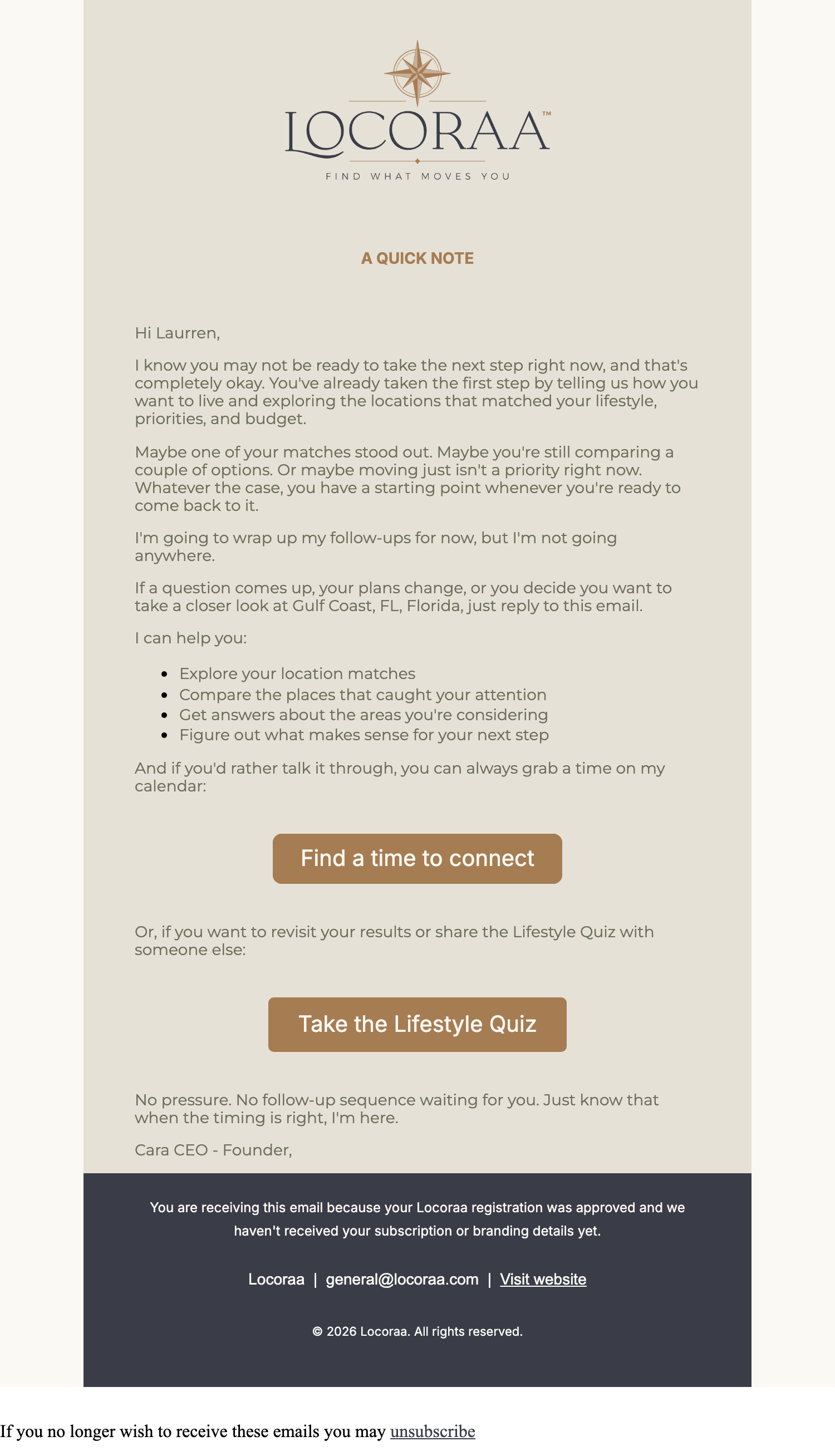 Actual Email Screenshot - Low-Pressure Next Steps
