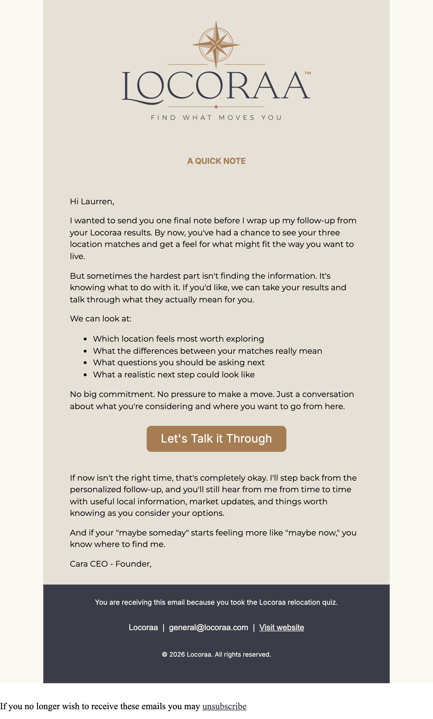 Actual Email Screenshot - Professional Wrap-Up & Long-Term Nurture